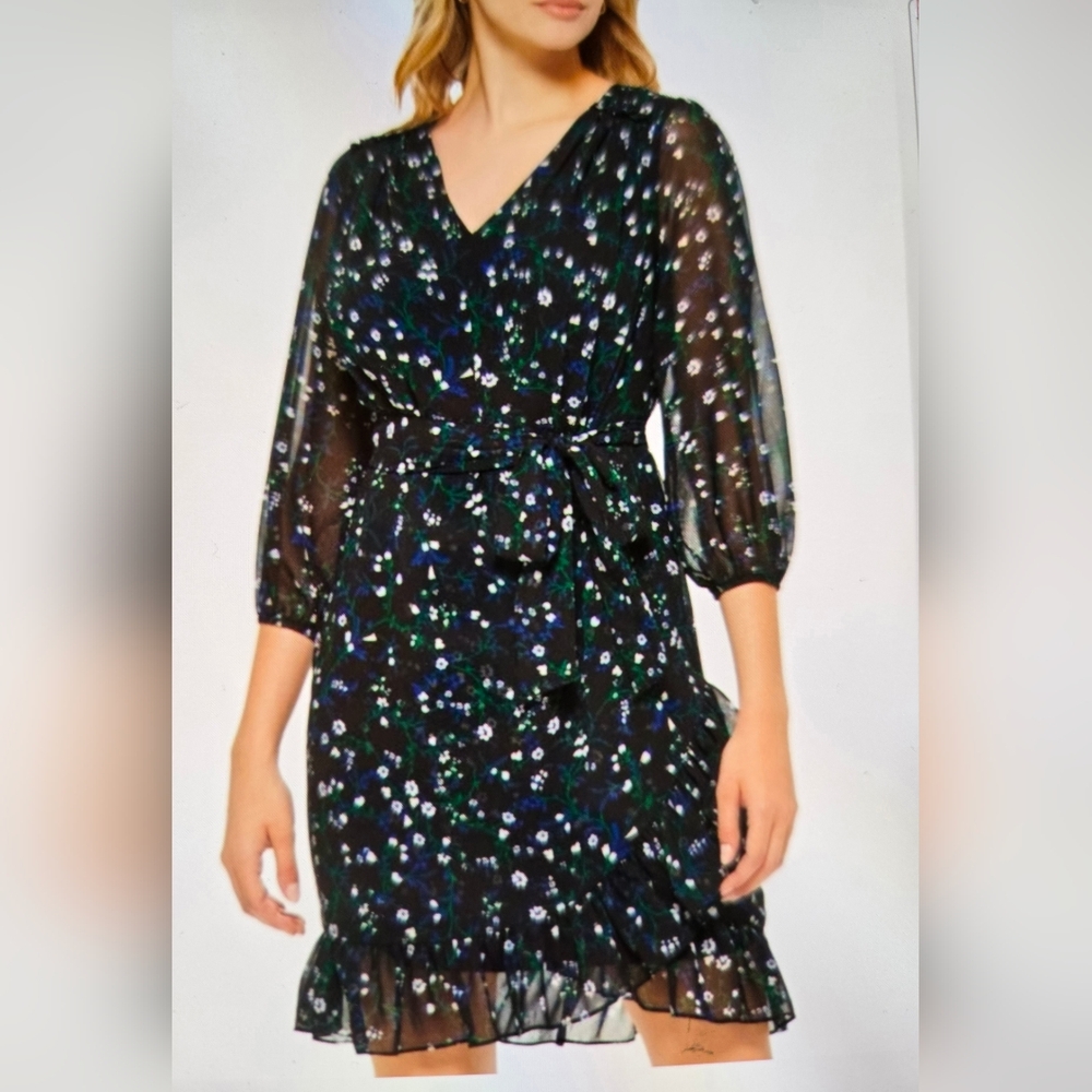 Karl Lagerfeld Floral Ruffle Mini Dress Size S